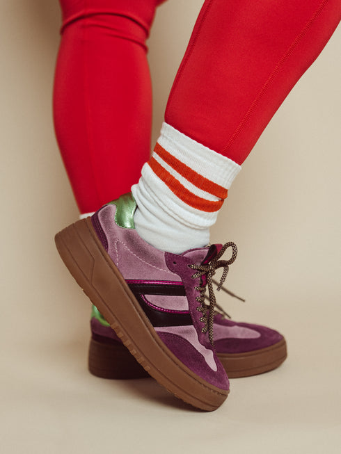 Sportive Socken Rot Gestreift Weiß
